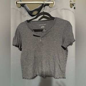 American Eagle Charcoal Buttoned Top